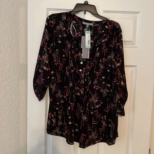 Daniel Rainn black floral blouse 1x-NWT